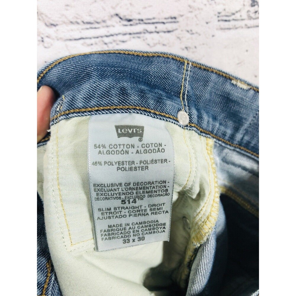 Levi's Men 514 Slim Straight Jeans Flap Pocket Medium Wash Blue Size 33x30 - Picture 4 of 6